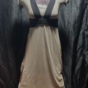 Vintage tan and black polka dots fitting dress